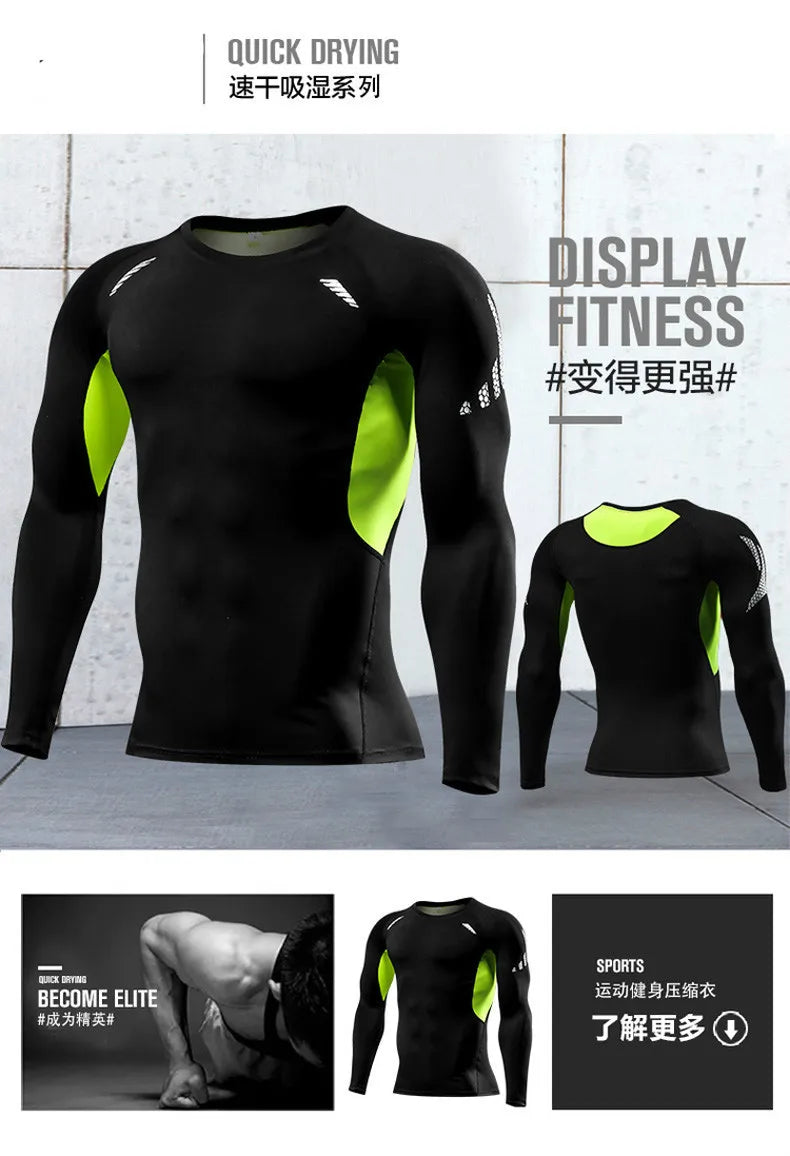 Men's T-shirt Men Running Sport T Shirt Men Compression Fitness Tops Tee Quick DryTight Training Gym Sport Running Shirts Jersey