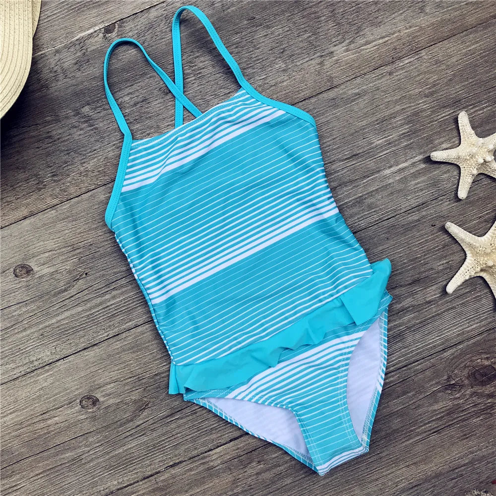 5-12Y Swimming Suit For Girl One Piece Swimsuits Star Pattern Kids Bodysuit Children Girl Swimwear Child Bathing Suits Beachwear