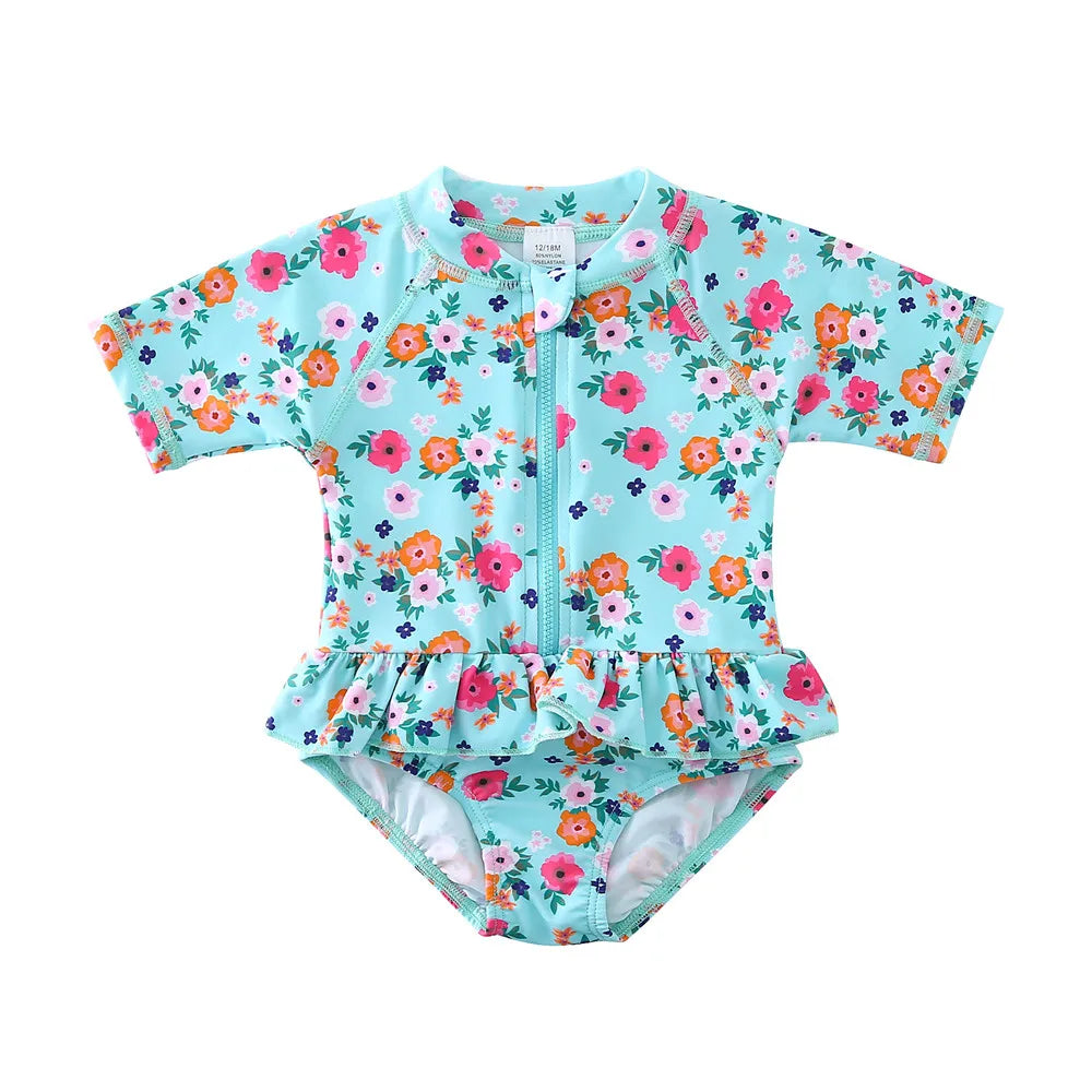 Wishere Swimsuit One-piece Baby Swimwear Girl's Bikini Swimming Rashguard UPF50+ Beachwear Sunsuit Kids Bathing Surfing Suit