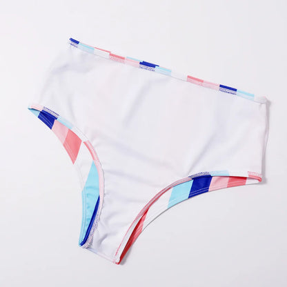 Striped Swimwear Women Push Up High Waist Bikini Halter Bikini Set Hollow Out Print Bathing Suit Two Piece Swimsuit