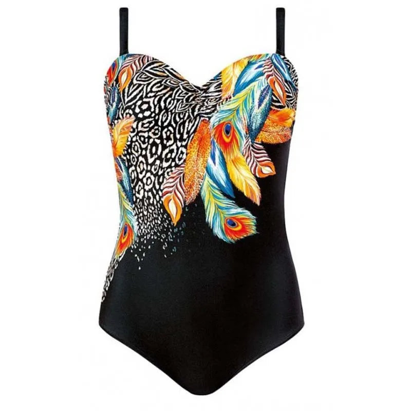 One Piece Swimsuit Closed Large Size Print Swimwear Women Flower Push Up Swimsuits Body Female Beach Bathing Suit XXL