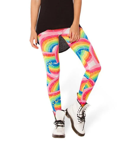 Women Legging Rainbow Stripe Printing Fitness leggings Fashion Slim High Waist Leggings Woman Pants