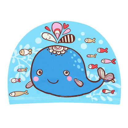 Children Cartoon Swimming Cap Kids Elastic Fabric Swimming Pool Water Sport Protect Ears Hat Swim Bathing Hats Caps Boys Girls