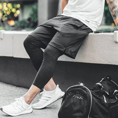 Men’s 2 In 1 Running Pants Jogging Quick Drying Training Sport Pants Double Layer Sweatpants Beach Board Gym Fitness Pant