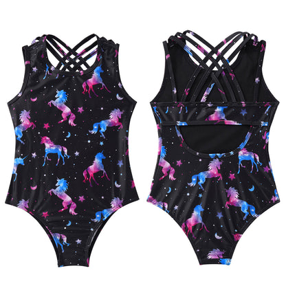 Kids Girls Print One-piece Swimsuit Fish Scales Mermaid Bodysuit Swimwear Pool Party Water Park Bathing Suit for Beach Vacation
