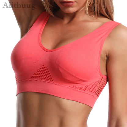 6XL Racerback Sports Bra for Women - Comfortable Sleep Bra Seamless Workout Yoga Bra Plus Size Breathable Mesh Workout