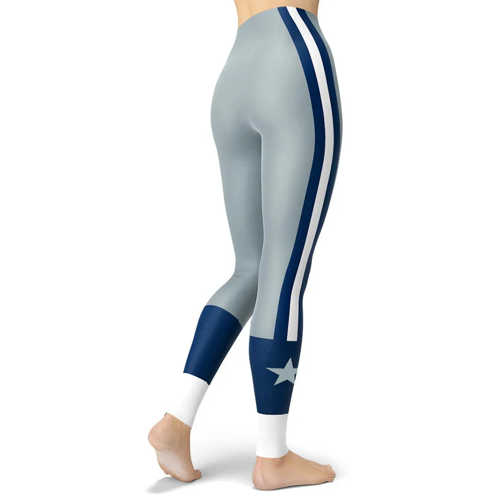 Printed Women's Sport Leggings Femme Fresh Color Striped Elastic Workout Blue Legging Outdoor Clothes