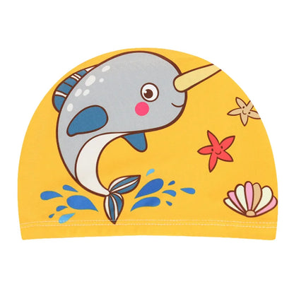 Children Cartoon Swimming Cap Kids Elastic Fabric Swimming Pool Water Sport Protect Ears Hat Swim Bathing Hats Caps Boys Girls