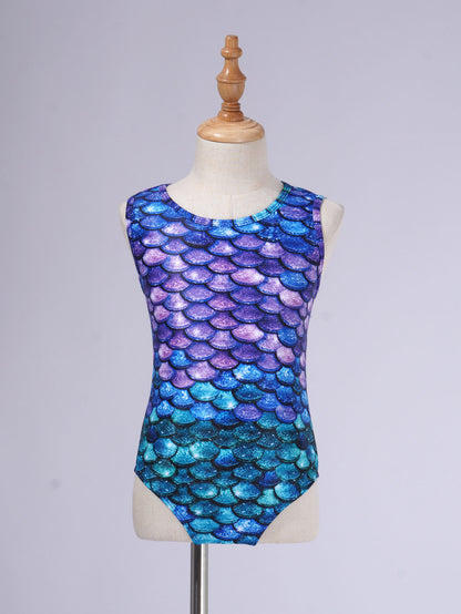 Kids Girls Print One-piece Swimsuit Fish Scales Mermaid Bodysuit Swimwear Pool Party Water Park Bathing Suit for Beach Vacation