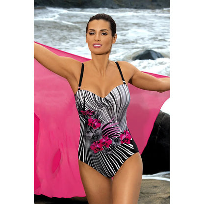 One Piece Swimsuit Closed Large Size Print Swimwear Women Flower Push Up Swimsuits Body Female Beach Bathing Suit XXL