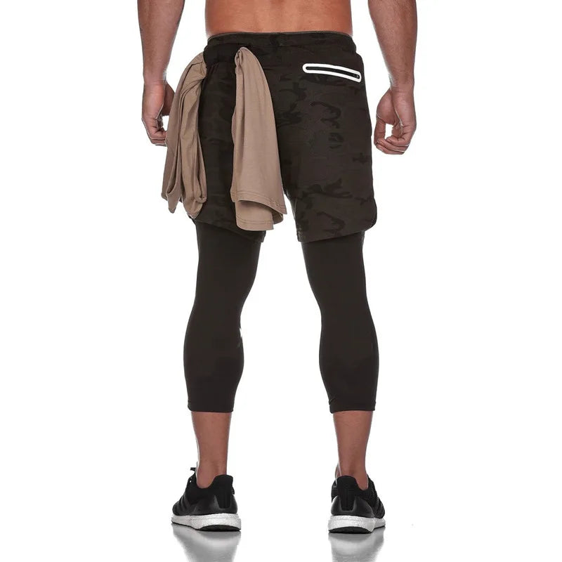 Men’s 2 In 1 Running Pants Jogging Quick Drying Training Sport Pants Double Layer Sweatpants Beach Board Gym Fitness Pant