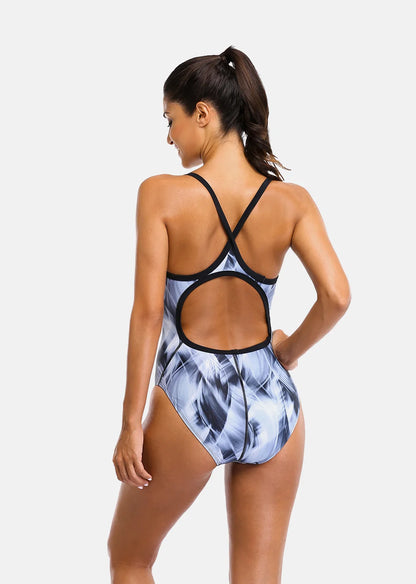 Anfilia One Piece Women Sports Swimwear gradient color Sports Swimsuit