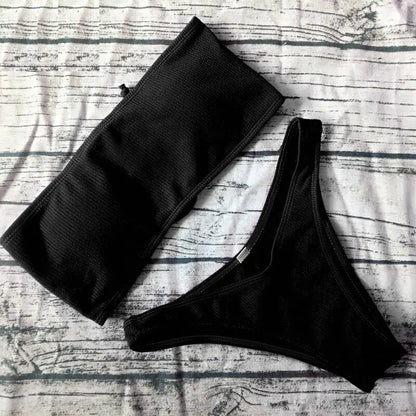 Solid Bikini Brazilian Swimsuit Women Bikini Set Off Shoulder Swimwear Female Swimming Bikini