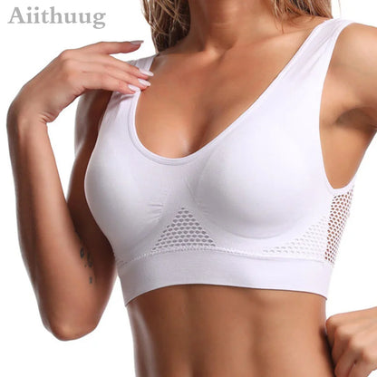 6XL Racerback Sports Bra for Women - Comfortable Sleep Bra Seamless Workout Yoga Bra Plus Size Breathable Mesh Workout