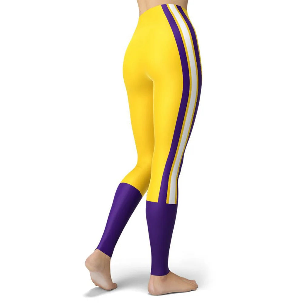 Printed Women's Sport Leggings Femme Fresh Color Striped Elastic Workout Blue Legging Outdoor Clothes