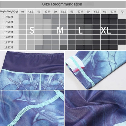 Yoga Pants Women High Waist Trainer Sports Leggings Long Tights Floral Push Up Running Trouser Workout Tummy Control