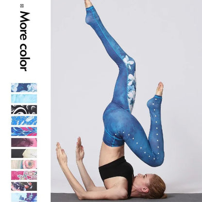 Yoga Pants Women High Waist Trainer Sports Leggings Long Tights Floral Push Up Running Trouser Workout Tummy Control