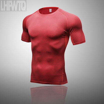 Men Running Shirt Compression Quick Dry Breathable Gym Shirt Elastic Sweat Sport Shirt Fitness Men Clothing Rashguard Male Tops