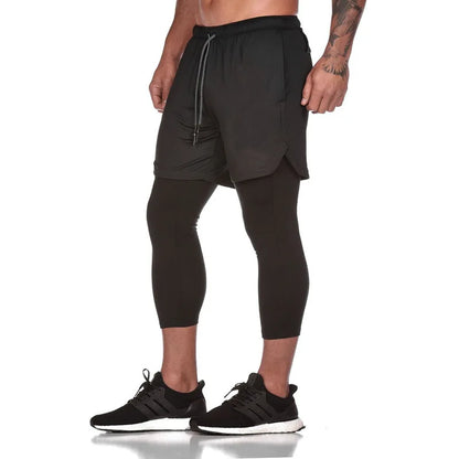 Men’s 2 In 1 Running Pants Jogging Quick Drying Training Sport Pants Double Layer Sweatpants Beach Board Gym Fitness Pant