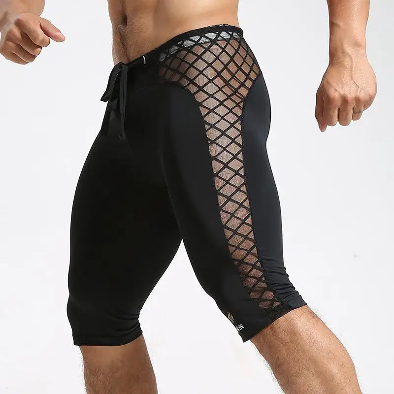 GANYANR Running Tights Men Compression Gym Leggings Fitness Basketball Sport Jogging Training Athletic Yoga Shorts Workout