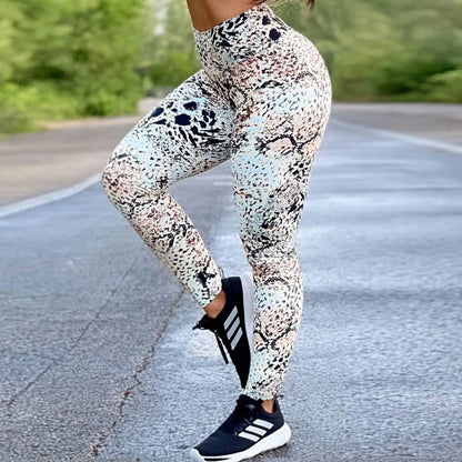 Women Red Serpentine Fitness Leggings Jogging Outdoor Running Sportswear High Waist Pants Casual  Workout Trousers Bottom