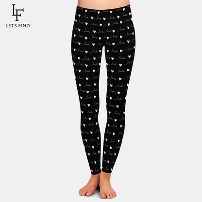 Women's Slim Leggings Colorful Hearts Print High Waist Comfortable Fitness Leggings