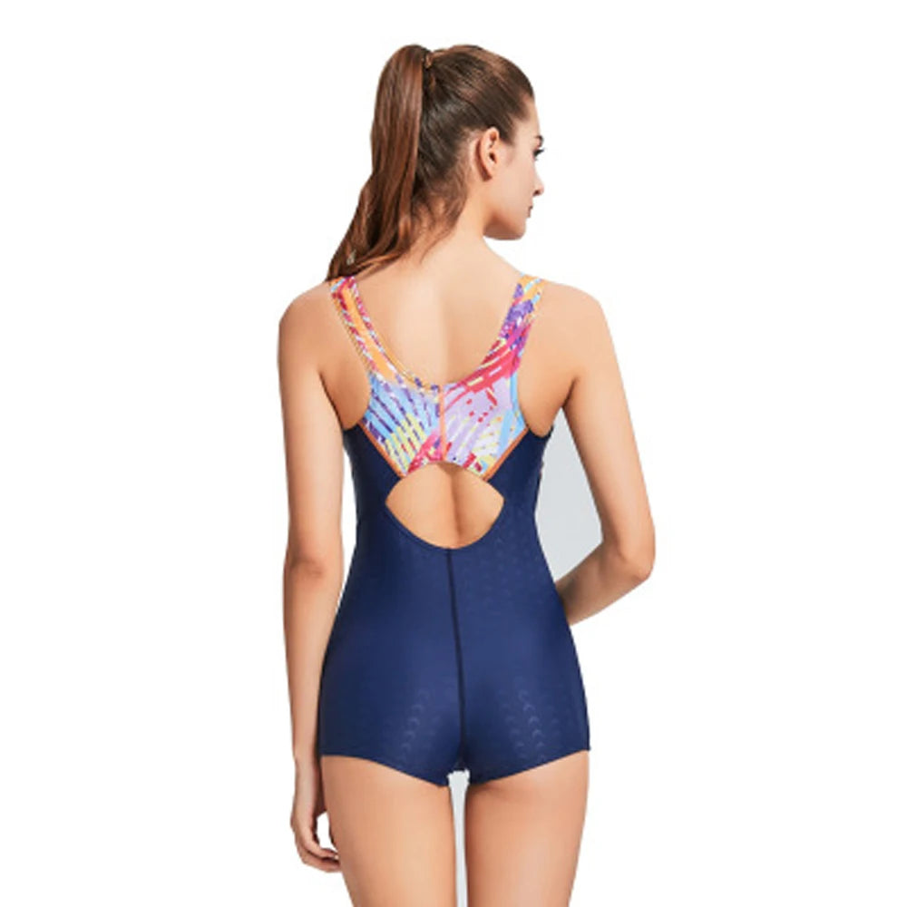 Breathable Swimming Suit for Women Swimsuit Sports One Piece Bathing Suit Swimwear Women Padded Bodysuit with Boxer Shorts