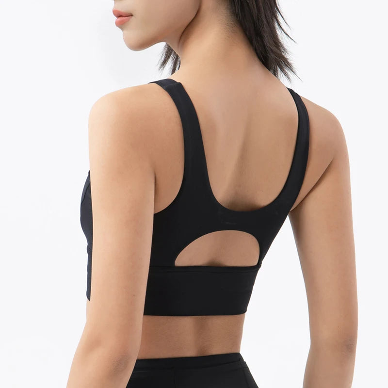 SOISOU Women's High-Neck Keyhole-Back Sports Bra