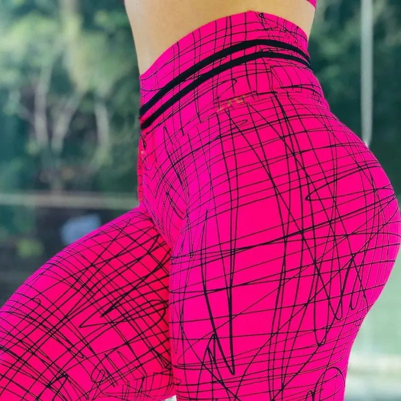 Womens Yoga 3D Printed Leggings Stretchy Female Push Up Running Fitness Pants High Waist Compression Tights Sport Pants