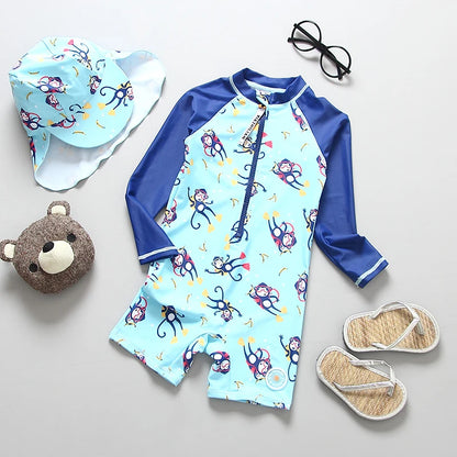 Kids Bathing Suits UV Protection Swimsuit Baby Boy Long Sleeve Swimwear for Children Swimming Suit Child Beach Pool Clothes