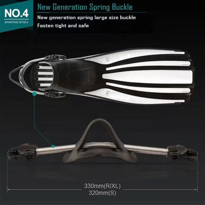 Scuba Diving Stainless Steel Spring Fin Straps Fins Adult Swim Shoes Silicone Long Snorkeling Monofin Dive Flippers