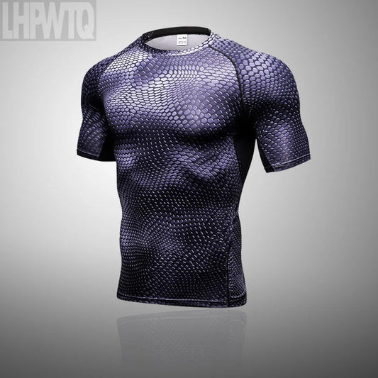 Men Running Shirt Compression Quick Dry Breathable Gym Shirt Elastic Sweat Sport Shirt Fitness Men Clothing Rashguard Male Tops