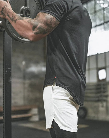 European Men's Sports Summer Double Layer Mobile Phone Pants Gym Exercise Jogging Training Shorts