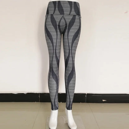 Women Yoga Sports Pants Push Up Pencil Pants Workout Water Droplets Leggings Fitness Print Gym Leggings Elastic Slim Pants Tight