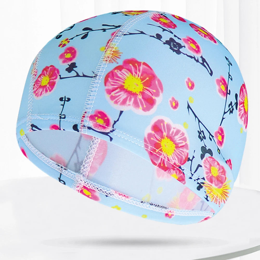 Men Women Fabric Swimming Caps Multi Colors Patterns Printed Swim Pool Water Sports Bathing Hat Elastic Nylon Swim Cap for Adults