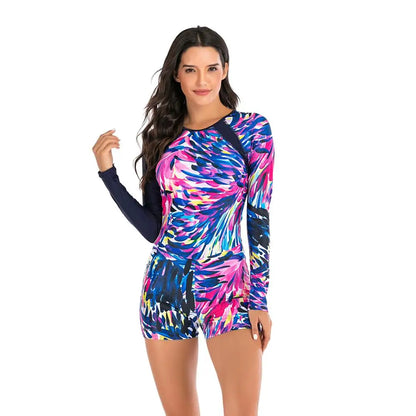 Female One-piece Wetsuit Long Sleeve Swimsuit Surfing Swimwear Women Jumpsuit Zip Front Swimsuit Diving Snorkeling Rash guard 2XL