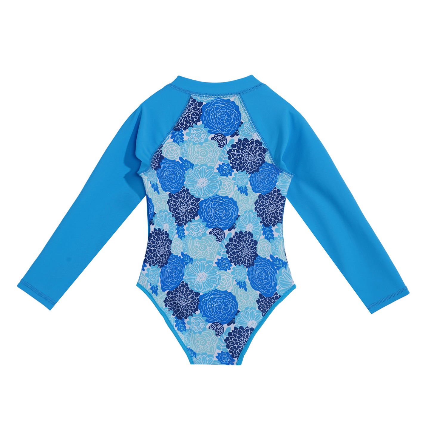 Summer Swimming One-piece Kids Girls Swimsuit Rash Guard Long Sleeves Palm Printed Zippered Bathing Suit Swimwear Beach Wear