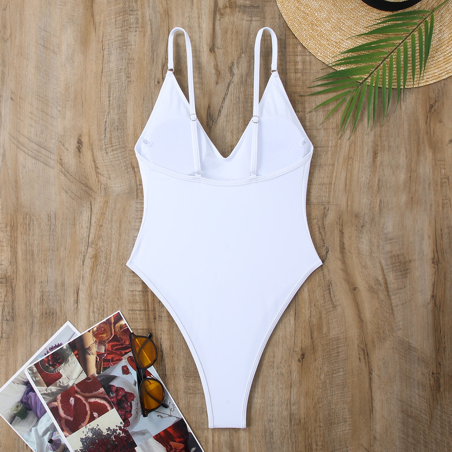 Solid One Piece Swimsuit Women Summer Simple Style Swimwear Thong Monokini Bathing Suit