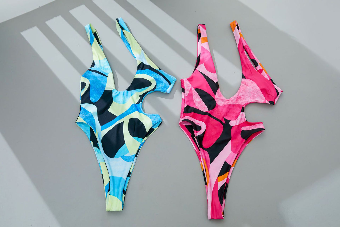 Asymmetric Printed One Shoulder Women Swimwear One Piece Swimsuit Female Backless Monokini High Cut Bathing Suit Swim Bodysuit
