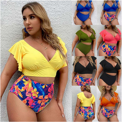 Large Bikini Set Plus Size Swimsuit Women Big Size Swimwear Retro Vintage Bathing Suit Mujer Push Up Biquini  Blue