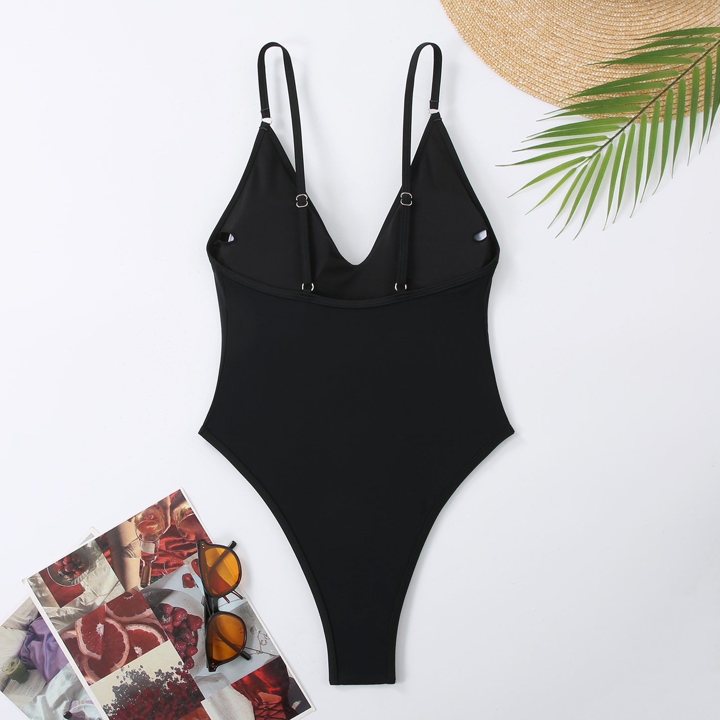 Solid One Piece Swimsuit Women Summer Simple Style Swimwear Thong Monokini Bathing Suit