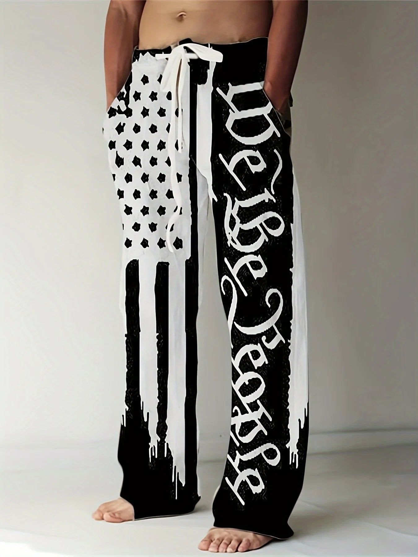 Men's Pants Casual Slim Loose Lightweight Pants Stretch Drawstring Beach Travel Essential Pants