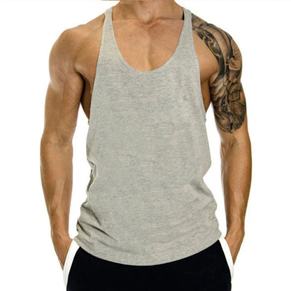 Summer 100% Cotton Bodybuilding Muscle Stringer Tank Top Men Fitness Workout Y BACK Vest