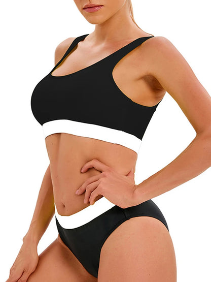 Contrast Color Bikini Set Women Backless Split Swimsuit Holiday Bathing Suit Summer Two-pieces Beachwear