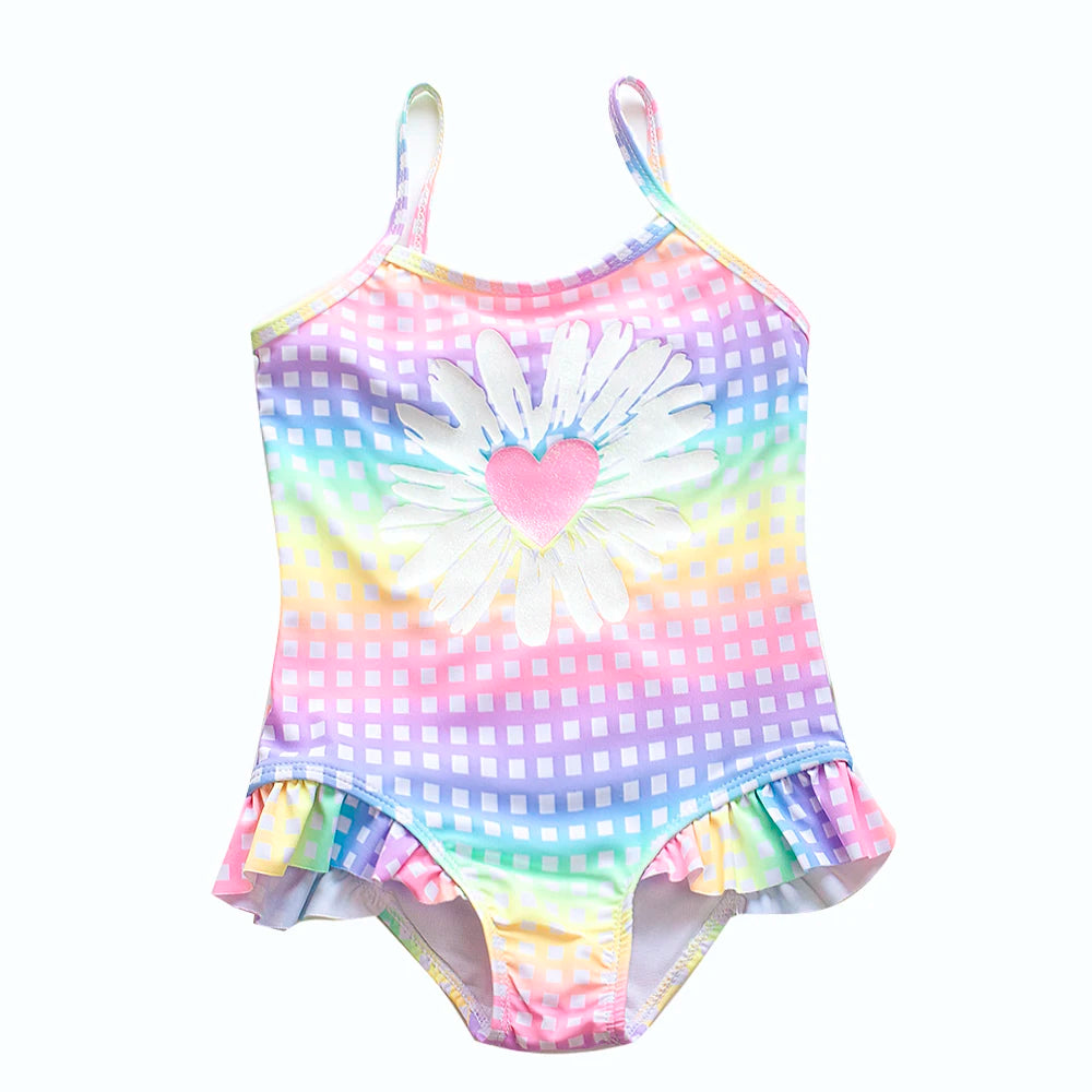 Girls Ruffle Bikini Swimsuit Gradient Leopard Floral Animal Kids Swimwear Children one piece bathers