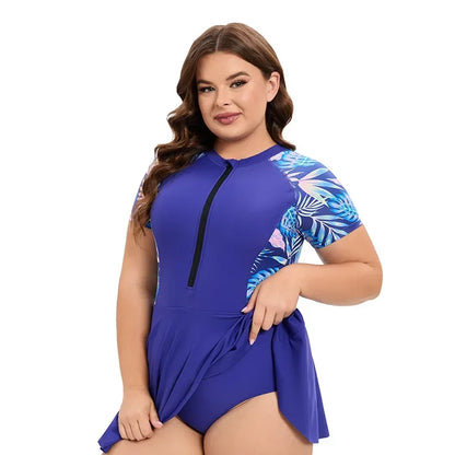 One-Piece Big Size Swimsuit Women Plus Large Size Swimwear Female Printed Bathing Swimming Swim Suit Beach Wear