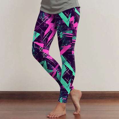 Leggings For Women Neon Art Splash Print Graphic Leggings Butt Lifting Casual Workout Gym Legging Art Style Fashion Trouser