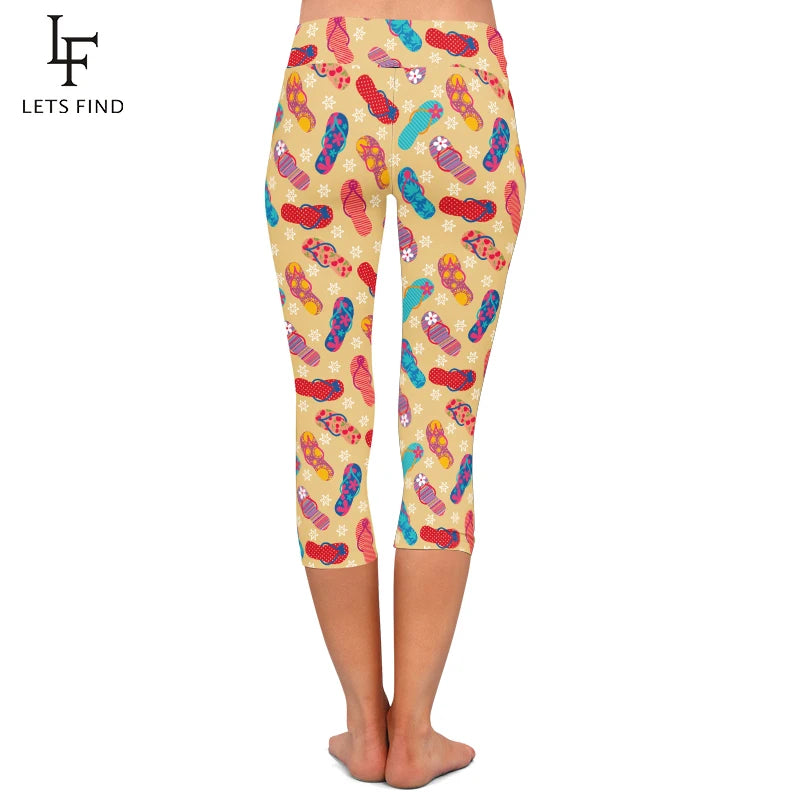 3D Thongs Printing High Waist Women Capri Leggings Fashion High Quality Mid-Calf Leggings