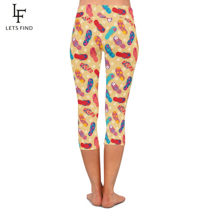 3D Thongs Printing High Waist Women Capri Leggings Fashion High Quality Mid-Calf Leggings