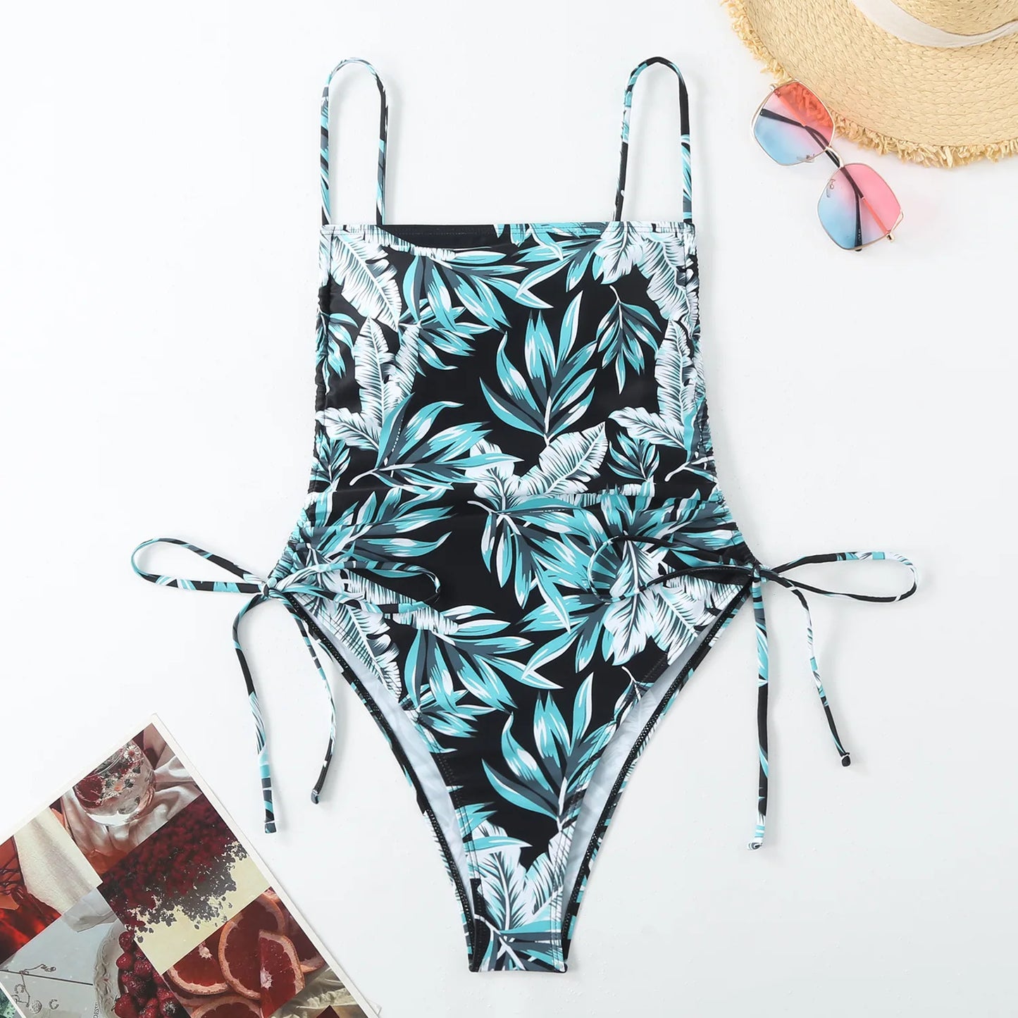 Tropical Plants Paisley Print One Piece Swimsuit Women Beachwear Vintage Design Bathing Suit Swimwear